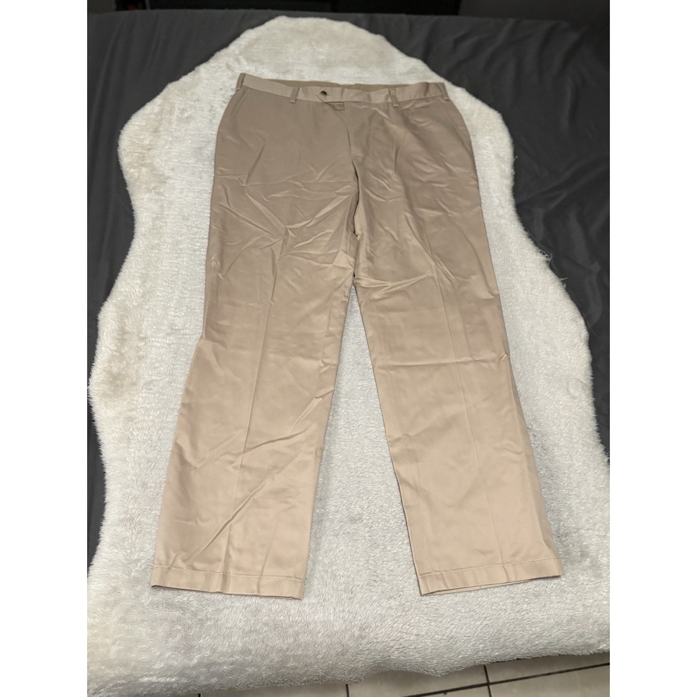 Jos A Bank Mens Beige Travelers Tailored Fit Trousers Size 38x32 Chino Pants